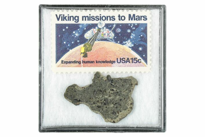 Martian Meteorite ( g) Slice - With Viking Mission Stamp #340025